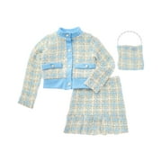 Badgley Mischka girls Tweed Sweater, Skirt \u0026 Purse Set, 2T, Blue